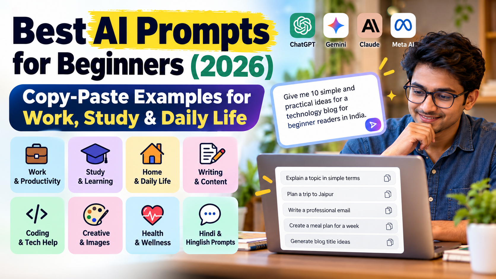 Promp Example Best AI Prompts for Beginners (2026): Copy-Paste Examples