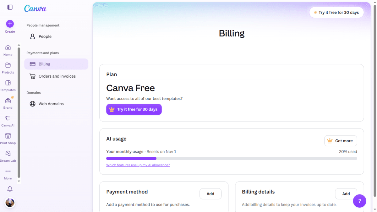 What Is Canva Craft? How It Compares With ChatGPT's Image Generation 5 SCREENSHOT Free account AI usage
