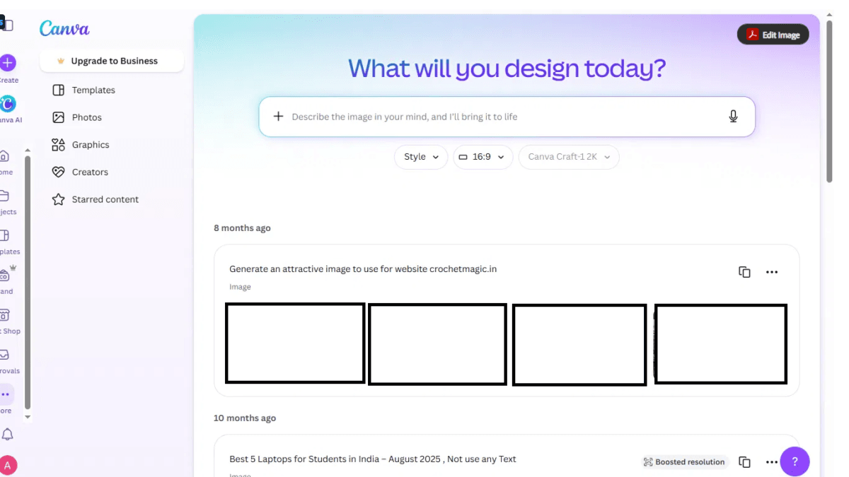What Is Canva Craft? How It Compares With ChatGPT's Image Generation 4 SCREENSHOT Prompt box with the Craft model selector