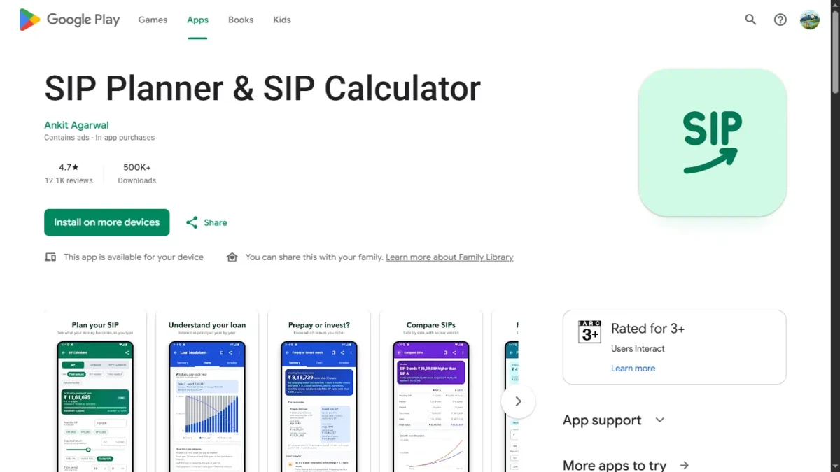 SIP Planner & SIP Calculator App Review (2026): Features, Accuracy, Pros & Cons 3 Screenshot of SIP Planner & SIP Calculator App on PC
