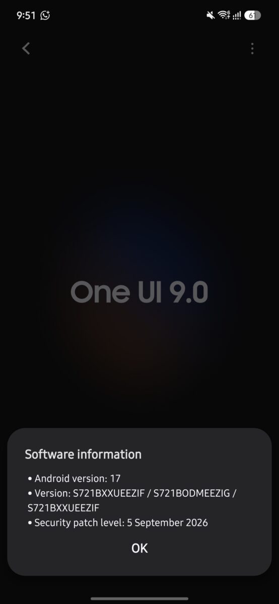  screenshot showing One UI 9.0 after installation