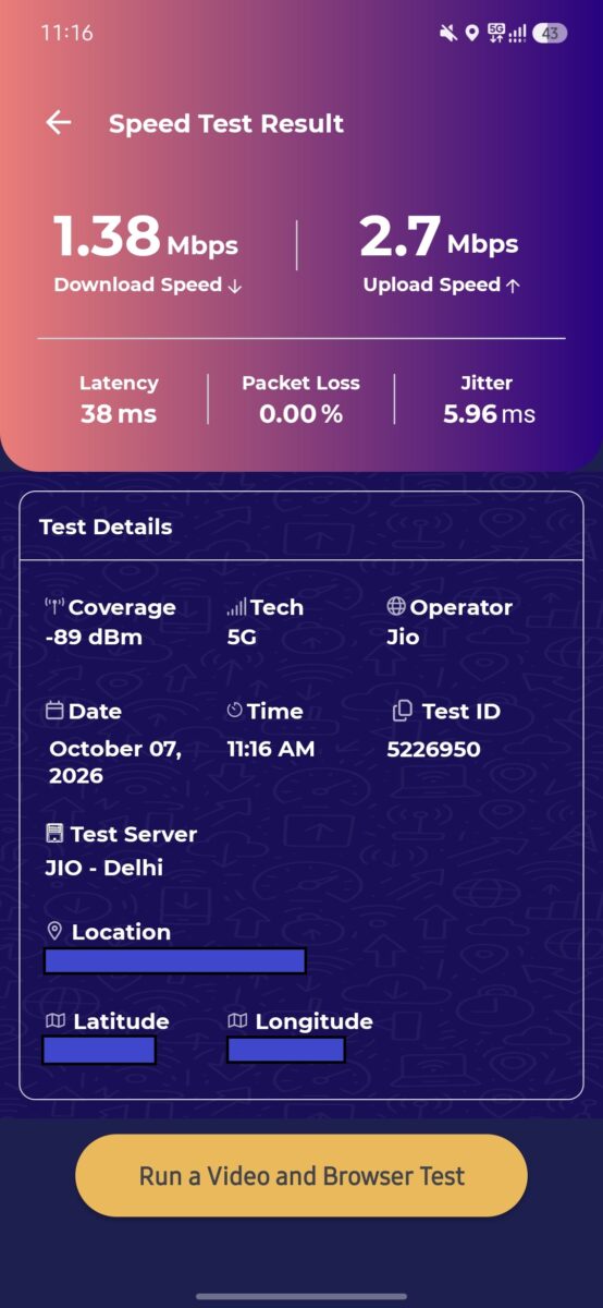 India Mobile Congress 2026: What It Is and Why Indoor 5G Still Matters 5 Jio 5G speed test inside my home, 11:16 AM